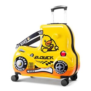 eing Children's Ride-On Travel Suitcase,Travel Rolling Kid's Luggage with Wheels Carry Trolley Luggage with Password Lock,Cute Funny Children's Ride On Trolley Luggage,24 Inch (Yellow Car)