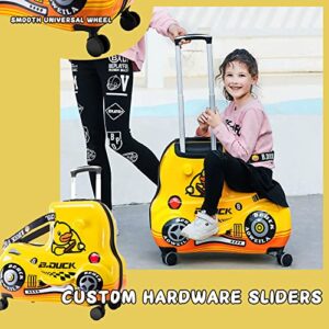 eing Children's Ride-On Travel Suitcase,Travel Rolling Kid's Luggage with Wheels Carry Trolley Luggage with Password Lock,Cute Funny Children's Ride On Trolley Luggage,24 Inch (Yellow Car)