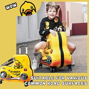 eing Children's Ride-On Travel Suitcase,Travel Rolling Kid's Luggage with Wheels Carry Trolley Luggage with Password Lock,Cute Funny Children's Ride On Trolley Luggage,24 Inch (Yellow Car)