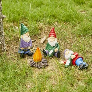 Extra Large Drunk Garden Gnomes Figurines | Set of 4 | Funny Dwarf Knomes Around Fire Pit, Adorable Naughty Drunken nombs Indoor & Outdoor Decor - Patio, Porch, Yard Lawn Art (Naughty Firepit Set)