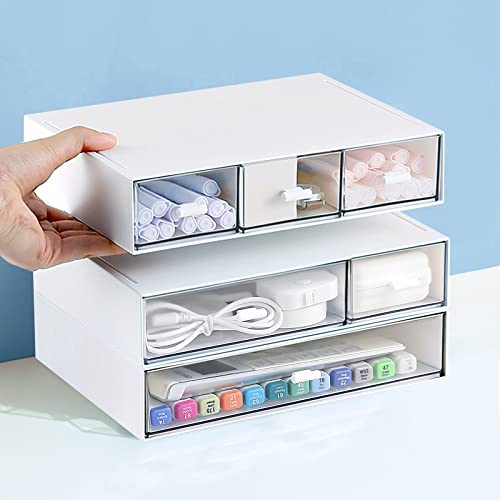 Desk Organizer with 6 Drawers, Desk Storage Box Office Drawer Organizer Desk Organization and Storage Pen Storage Plastic Makeup Storage Suitable for Office, School, Home