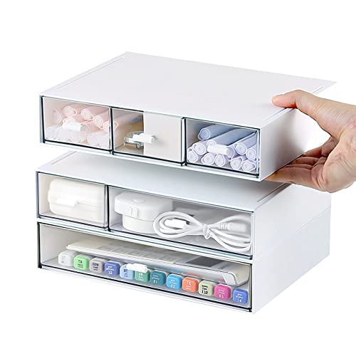 Desk Organizer with 6 Drawers, Desk Storage Box Office Drawer Organizer Desk Organization and Storage Pen Storage Plastic Makeup Storage Suitable for Office, School, Home