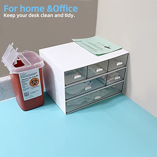 Desk Organizer with 6 Drawers, Desk Storage Box Office Drawer Organizer Desk Organization and Storage Pen Storage Plastic Makeup Storage Suitable for Office, School, Home