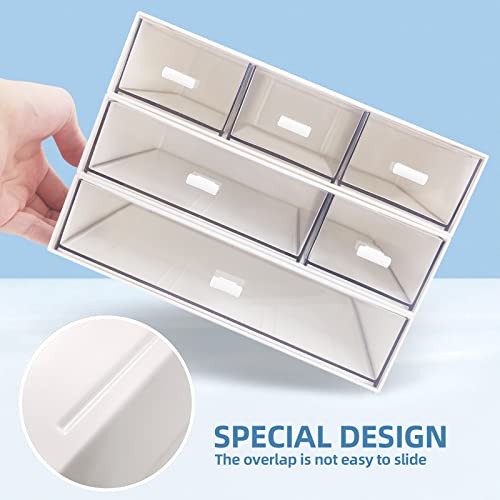 Desk Organizer with 6 Drawers, Desk Storage Box Office Drawer Organizer Desk Organization and Storage Pen Storage Plastic Makeup Storage Suitable for Office, School, Home