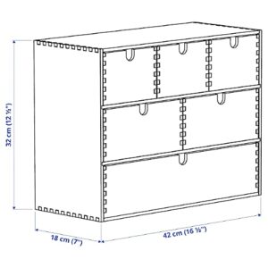 MOPPE Mini Storage Chest, Birch Plywood, 16 ½x7x12 5/8'' Home Office Wooden Desk Storage Organizer Box with 6 Drawers,Brown,Mini Chest