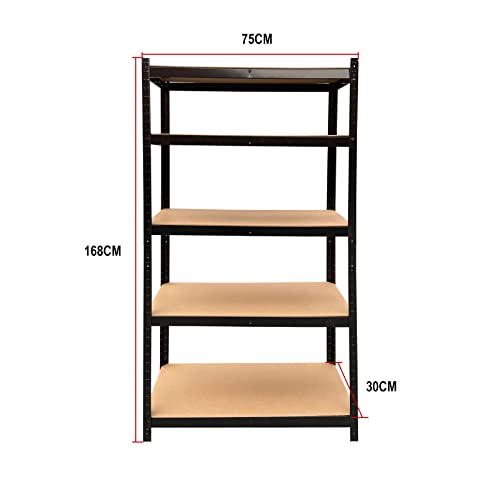 5-Tier Heavy Duty Metal Shelving, 66" x 30" x 12" Racking Storage Unit with Adjustable Shelves, 385LB Capacity Per Shelf, Garage Storage Shelving Units, Boltless Shelving Unit for Free Combination