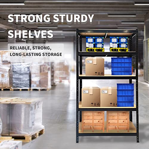 5-Tier Heavy Duty Metal Shelving, 66" x 30" x 12" Racking Storage Unit with Adjustable Shelves, 385LB Capacity Per Shelf, Garage Storage Shelving Units, Boltless Shelving Unit for Free Combination