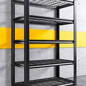 REIBII Garage Shelving Heavy Duty Loads 2000LBS, 72" Garage Storage Shelves Heavy Duty Shelving, Adjustable 5 Tier Metal Shelves for Storage Shelving,Garage Shelves Utility Shelf Rack,72"H*35.5"W*16"D