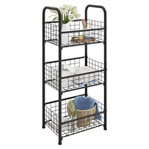 proxracer 3-tier freestanding open shelf,bathroom organizer shelves unit with adjustable feet, metal steel storage tower organizer rack basket cart for bathroom, living room, balcony, kitchen