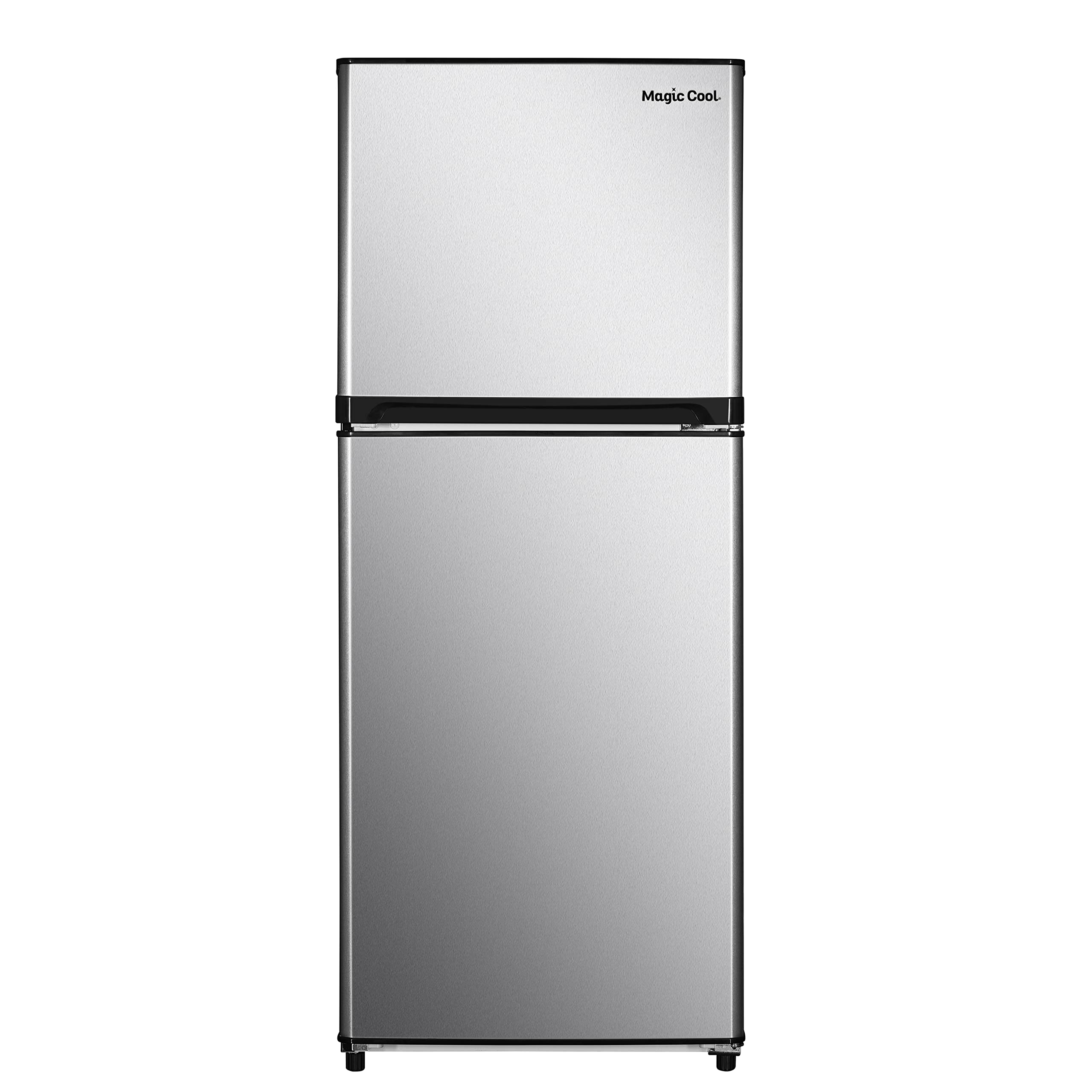 Magic Cool MCR10SI Apartment Refrigerator Freestanding Slim Design Full Fridge with Top Freezer for Condo, House, Small Kitchen Use, Metallic