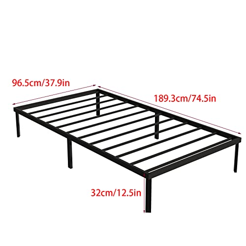 MBQQ Metal Bed Frame with Metal Slat Support / Platform Bed Frame/ Mattress Foundation / No Box Spring Needed / Sturdy Steel Structure,Twin