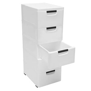 LOYALHEARTDY Plastic Drawers Dresser, 5 Drawers Dressers Chests with Wheels, White Storage Closet Cabinet Clothes Toys Snacks Organizer for Bedroom, Living Room, Playroom