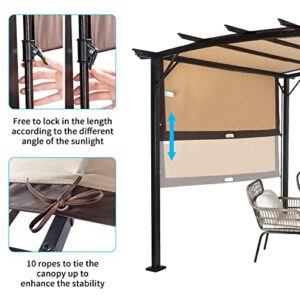 Outvita Patio Pergola, 8x12ft Arched Gazebo with Adjustable Waterproof Sun Shade Awning for Garden Lawn Deck (Khaki)