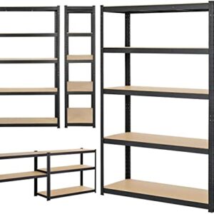 Autofather Storage Shelves Garage Shelving Unit, 5 Tier Heavy Duty Metal Shelves, Large Capacity Commercial Storage Rack Utility Shelf for Pantry Closet Office Laundry (39" L x 20" W x 77" H)