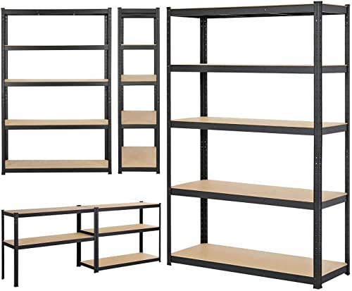 Autofather Storage Shelves Garage Shelving Unit, 5 Tier Heavy Duty Metal Shelves, Large Capacity Commercial Storage Rack Utility Shelf for Pantry Closet Office Laundry (39" L x 20" W x 77" H)