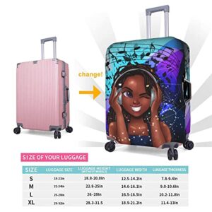 Dudietry Suitcase protector cover tsa approved luggage cover for Suitcase Washable Suitcase Protector Anti-scratch Suitcase cover X-Large Black Girl Music