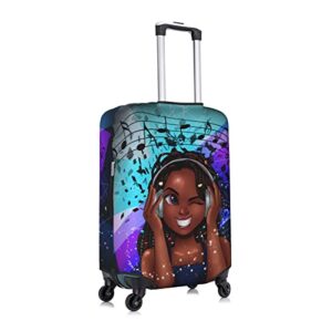 Dudietry Suitcase protector cover tsa approved luggage cover for Suitcase Washable Suitcase Protector Anti-scratch Suitcase cover X-Large Black Girl Music