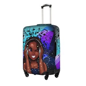 Dudietry Suitcase protector cover tsa approved luggage cover for Suitcase Washable Suitcase Protector Anti-scratch Suitcase cover X-Large Black Girl Music