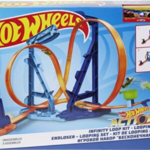 Hot Wheels Toy Car Track Set Infinity Loop Kit, 2 Stunt Set-Ups, Connects to Other Sets, Includes 1:64 Scale Car