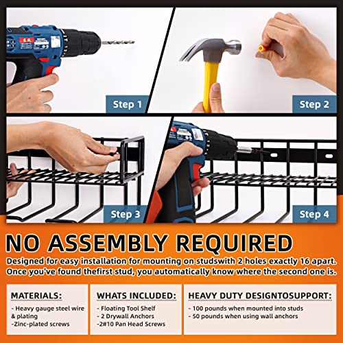 SamTool Power Tool Organizer Wall Mount with Detachable Tool Holder, S Shape Holder & Cable Strap for Drill Holder and Garage Organization Tools