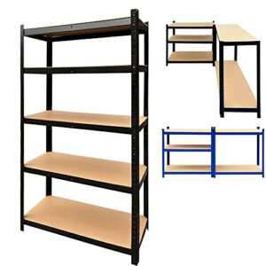 4-tier storage shelving unit (63.77 x 31.5 x 15.75) inch, indoor/outdoor, heavy duty steel storage shelving unit, black