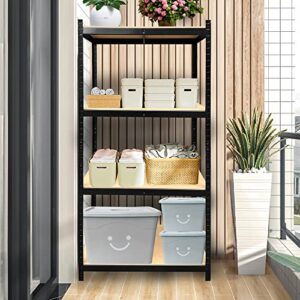 4-Tier Storage Shelving Unit (63.77 x 31.5 x 15.75) inch, Indoor/Outdoor, Heavy Duty Steel Storage Shelving Unit, Black