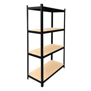 4-Tier Storage Shelving Unit (63.77 x 31.5 x 15.75) inch, Indoor/Outdoor, Heavy Duty Steel Storage Shelving Unit, Black