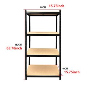 4-Tier Storage Shelving Unit (63.77 x 31.5 x 15.75) inch, Indoor/Outdoor, Heavy Duty Steel Storage Shelving Unit, Black