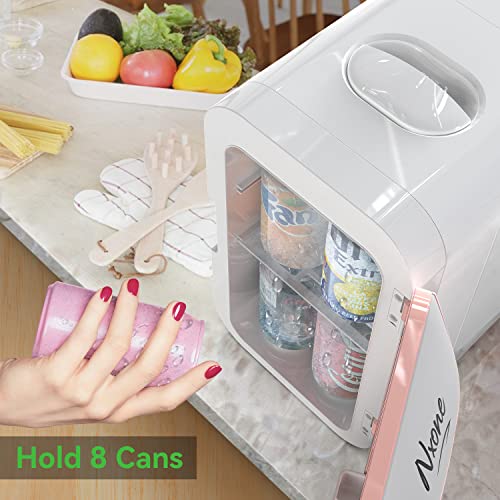NXONE Mini Fridge,6 Liter/8 Can AC/DC Small Refrigerator,Portable Thermometric Cooler and Warmer Freezer Skincare fridge for Foods,Beverage,Medications, Home,Bedroom,Dorm,Office and Car