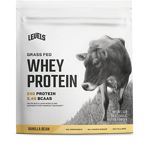 Levels Grass Fed 100% Whey Protein, No Hormones, Vanilla Bean, 1LB