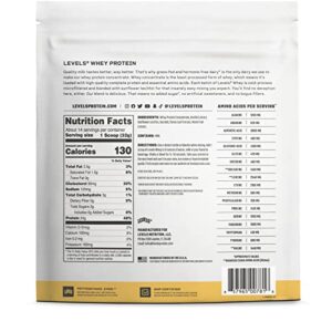 Levels Grass Fed 100% Whey Protein, No Hormones, Vanilla Bean, 1LB