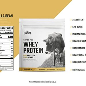 Levels Grass Fed 100% Whey Protein, No Hormones, Vanilla Bean, 1LB