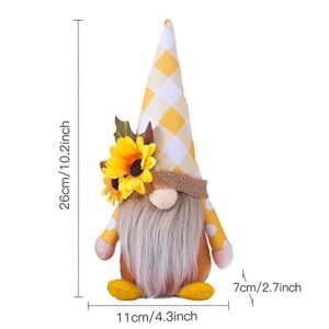 GUDVES Sunflower Dwarf Plush Decorative Toys 2 Pieces - Handmade Dolls - Swedish Dwarf Dolls Table Shelf Layer Tray Decorations with Flowers Easter Home Decorations, Gifts for mom (Sunflower)