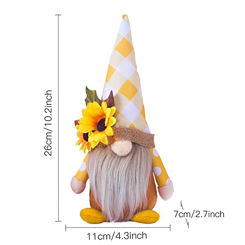 GUDVES Sunflower Dwarf Plush Decorative Toys 2 Pieces - Handmade Dolls - Swedish Dwarf Dolls Table Shelf Layer Tray Decorations with Flowers Easter Home Decorations, Gifts for mom (Sunflower)