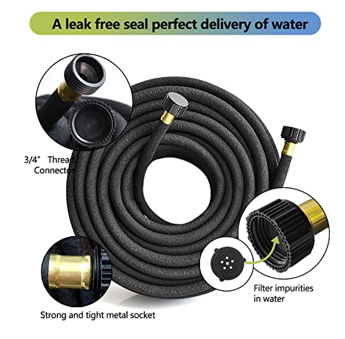 Holldoor 3 Pack Short Soaker Hose 15 Ft for Garden Beds, 1/2’’ Diameter Garden Hoses for Soaker 50 Ft, 70% Water Saving Drip Hose Irrigation for Lawn, Landscaping, Garden (15 FEET x 3PACK, Black)