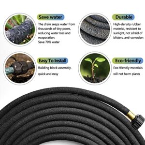 Holldoor 3 Pack Short Soaker Hose 15 Ft for Garden Beds, 1/2’’ Diameter Garden Hoses for Soaker 50 Ft, 70% Water Saving Drip Hose Irrigation for Lawn, Landscaping, Garden (15 FEET x 3PACK, Black)