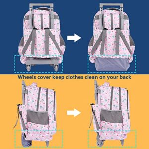 seastig Rolling Backpack for Kids Wheeled Backpack 18in Double Handle Backpack with Wheels