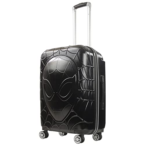 FUL Marvel Spider-Man 25 Inch Rolling Luggage, Molded Hardshell Suitcase with Wheels, Black