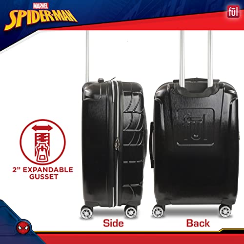 FUL Marvel Spider-Man 25 Inch Rolling Luggage, Molded Hardshell Suitcase with Wheels, Black