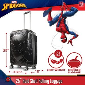 FUL Marvel Spider-Man 25 Inch Rolling Luggage, Molded Hardshell Suitcase with Wheels, Black