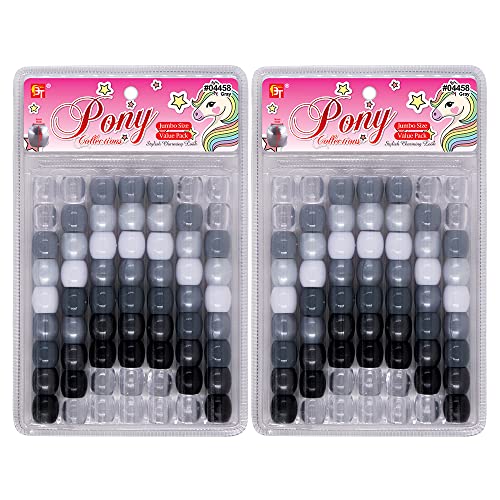 126 Pcs Beads Jewelry Making Kit DIY Hair Braiding Bracelet Ornaments Crafts Jumbo Round Pony (Peal Gray Assorted)