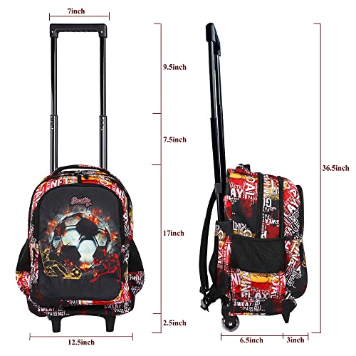 seastig Rolling Backpack for Kids Wheeled Backpack Double Handle Wheeled Backpack with Lunch Bag and Pencil Case Set