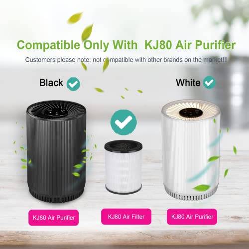 (Only Compatible with 2Pack KJ80 Model Purifier), Druiap Air Purifier Replacement Filter,H13 True HEPA High-Efficiency Filter,360° Rotating Filter Air, Not Compatible with KJ150 Model Air Purifier
