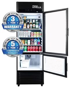 premiumlevella prfim1257dx single glass door merchandiser refrigerator-freezer with automatic ice maker display beverage cooler-12.5 cu ft-black