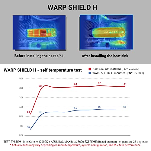 WIZMAX WARP Shield H, M.2 2280 SSD heatsink for Single and Double Side SSD, U-Type Copper Pipe with Thermal pad Heat Sink Computer PC PCIE M2 SSD Cooler,Black