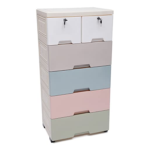 AKaSping Plastic Dresser for Bedroom 6 Drawer Dresser Organizer Modern Vertical Clothing Storage Cabinet Tall Storage Tower for Home Living Room Kid Room Entryway Hallway Nursery Office