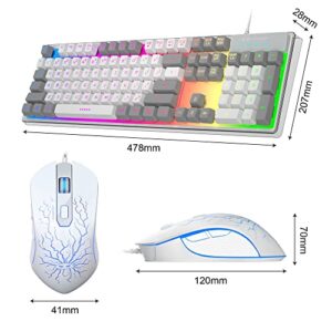 MageGee Gaming Keyboard and Mouse Combo, K1 LED Rainbow Backlit Keyboard with 104 Key Computer PC Gaming Keyboard for PC/Laptop(Gray & White)