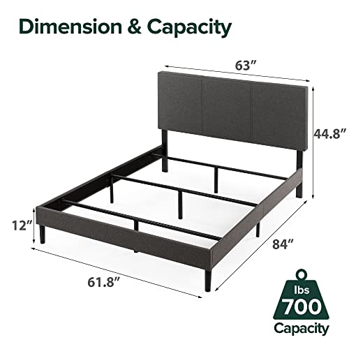 ZINUS Cambril Upholstered Bed Frame / Durable Steel Support / Bed Frame for Box Spring & Mattress / Easy Assembly, Queen Dark Grey