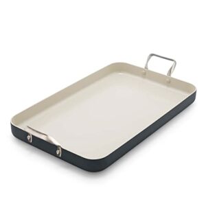 greenpan rio healthy ceramic nonstick, 18" x 11" double burner griddle pan, pfas-free, dishwasher safe, oven & broiler safe, black
