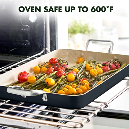 GreenPan Rio Healthy Ceramic Nonstick, 18" x 11" Double Burner Griddle Pan, PFAS-Free, Dishwasher Safe, Oven & Broiler Safe, Black